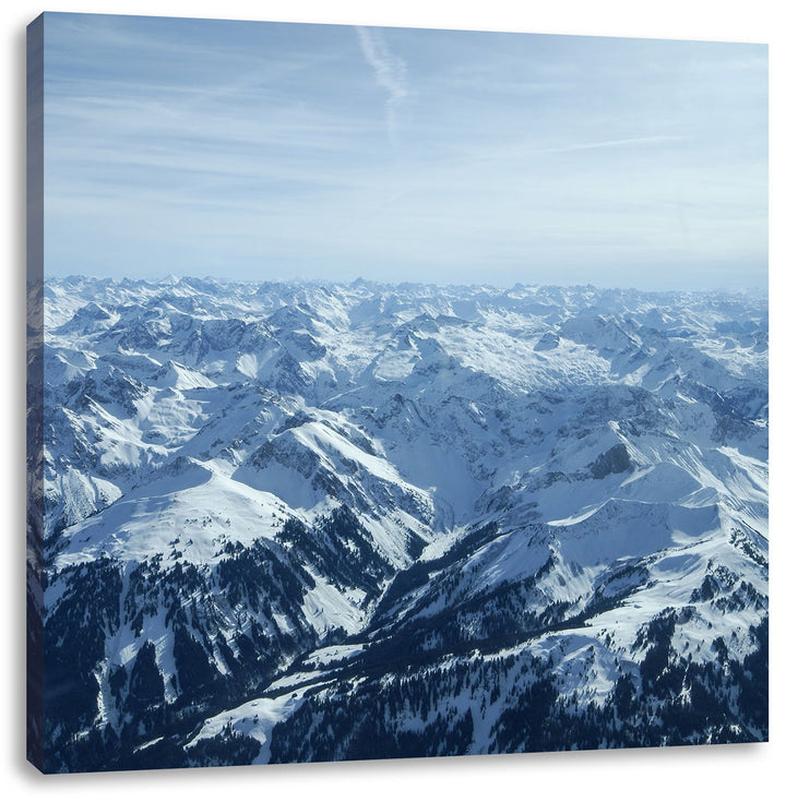 Pixxprint Alpen, Format: 70x70 auf Leinwand, XXL riesige Bilder fertig gerahmt mit Keilrahmen, Kunst