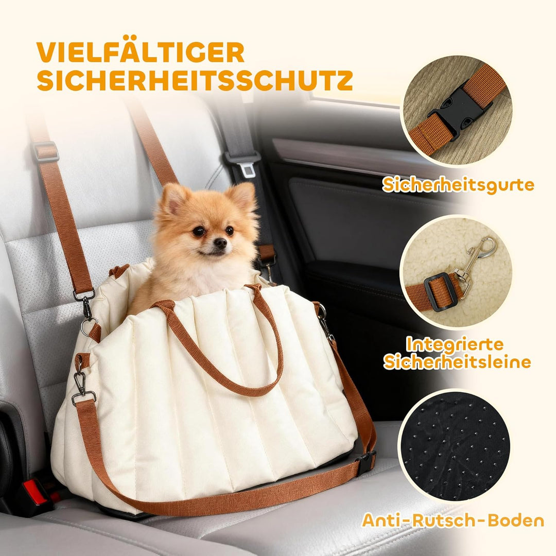 PawHut Hundetasche Hundetragetasche mit Sicherheitsgurt, rutschfestem Boden, Kissen, Hunde Autositz