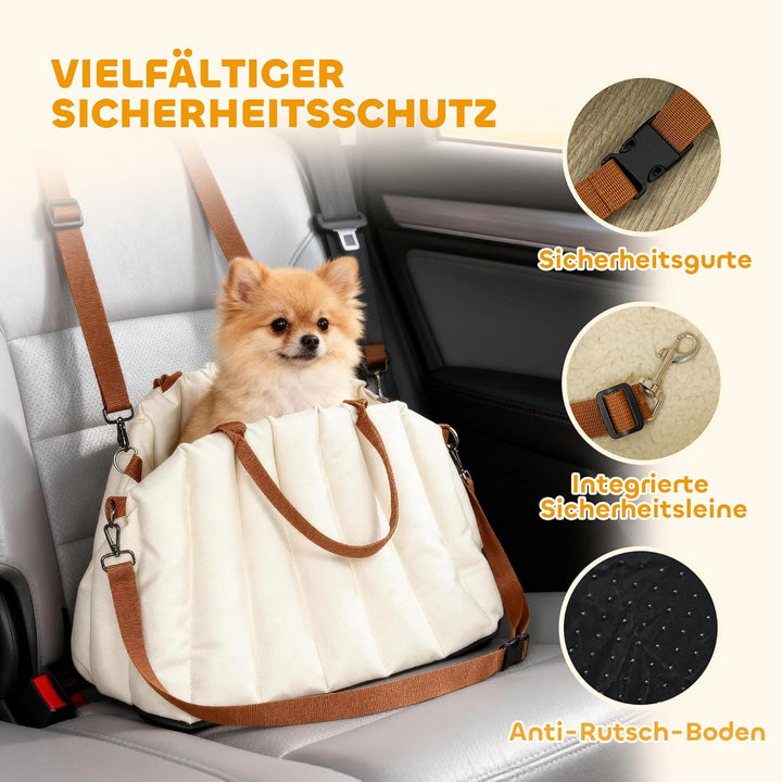 PawHut Hundetasche Hundetragetasche mit Sicherheitsgurt, rutschfestem Boden, Kissen, Hunde Autositz