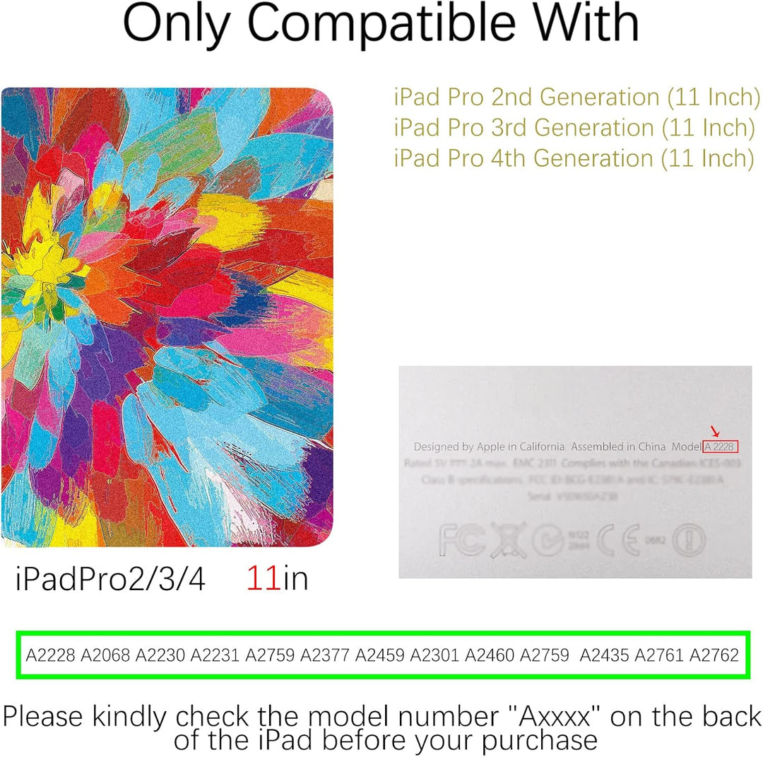Berkin Arts Kompatibel mit iPad Pro 4./ 3./ 2. Generation Hülle (11 Zoll) 2022 2021 2020 Folio Case