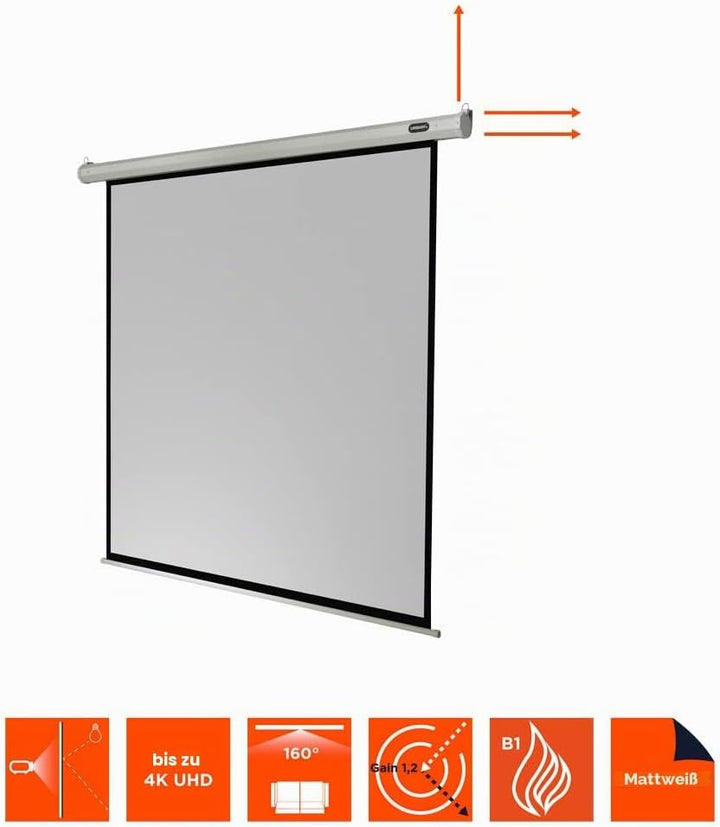 celexon Economy Motor-Leinwand 65" | 120x120 cm 1:1 | elektrische 4K,Full-HD Beamer-Leinwand für Bür