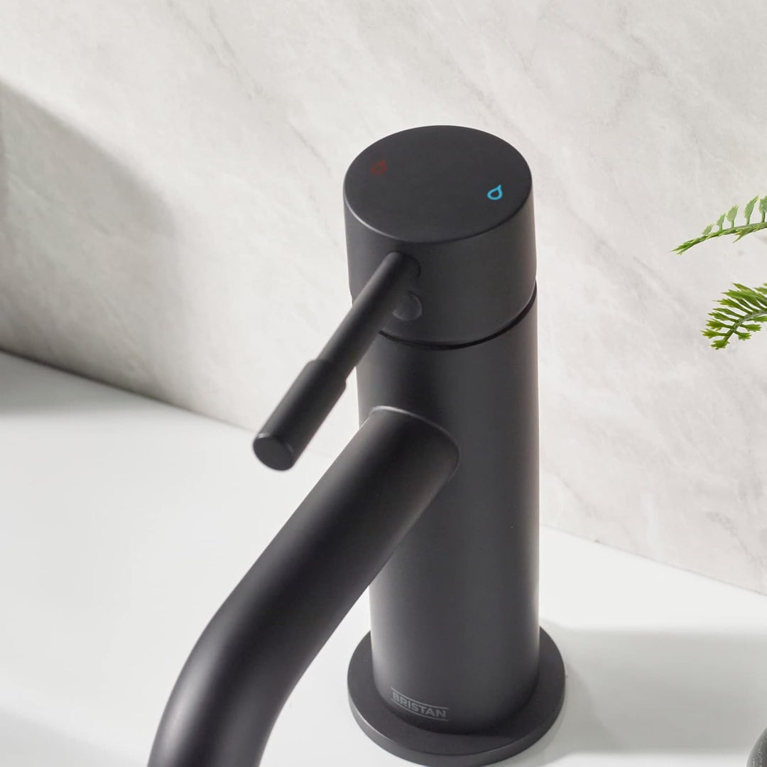 Bristan Mila Waschtischarmatur mit Clicker-Ablaufgarnitur, Schwarz (MI BAS BLK), Schwarz