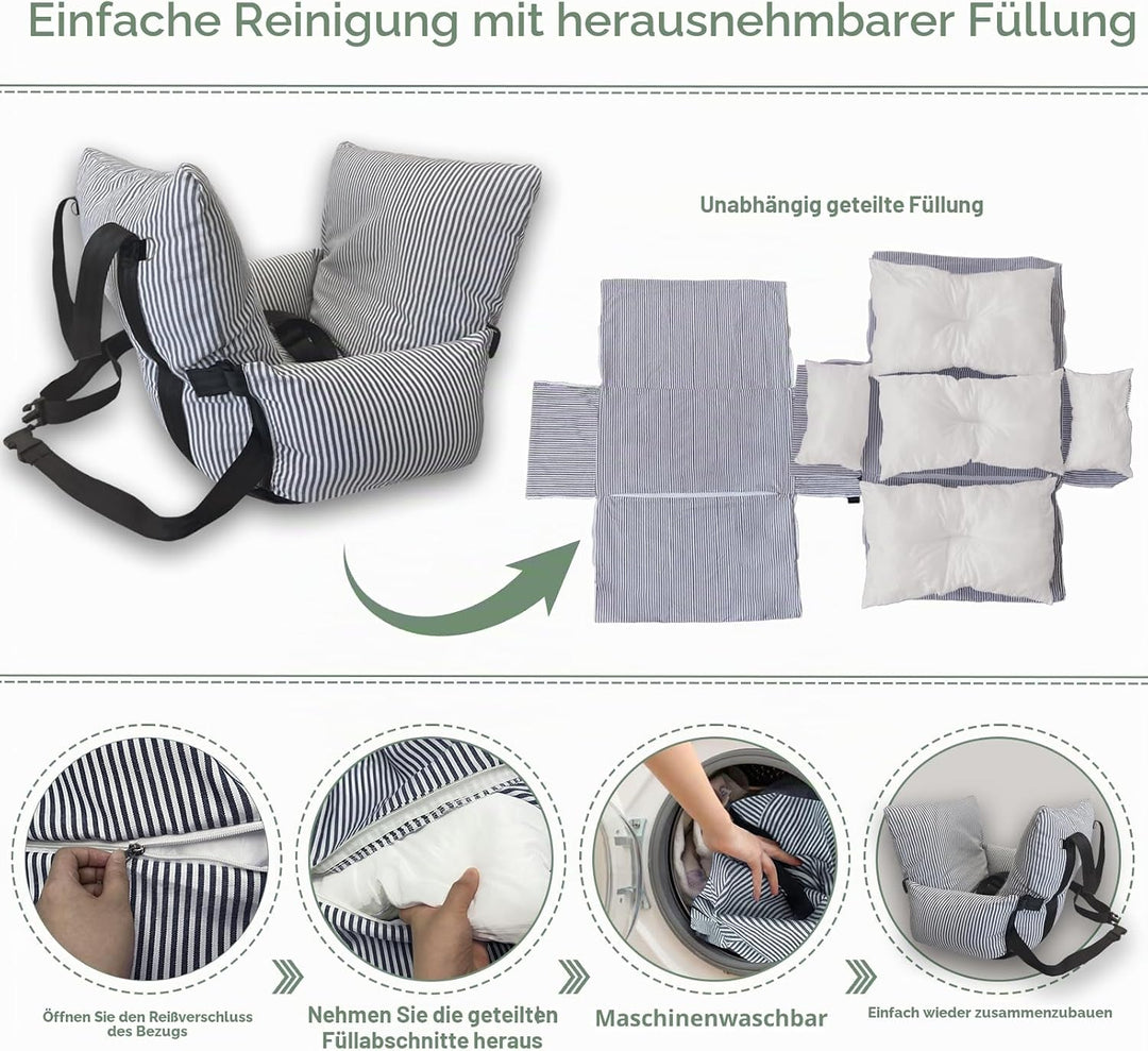 Hunde-Autositz für kleine, mittelgrosse Hunde – erhöhter Haustiersitz mit Sicherheitsgurt, rutschfes