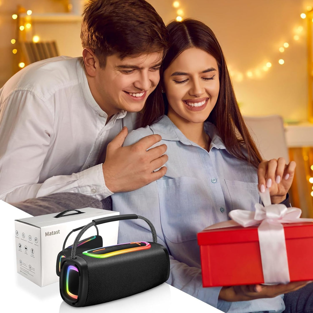Matast Tragbarer Bluetooth Lautsprecher mit Griff, 6000mAh BT5.4 Drahtloser Stereo mit 36 Std, Koppl