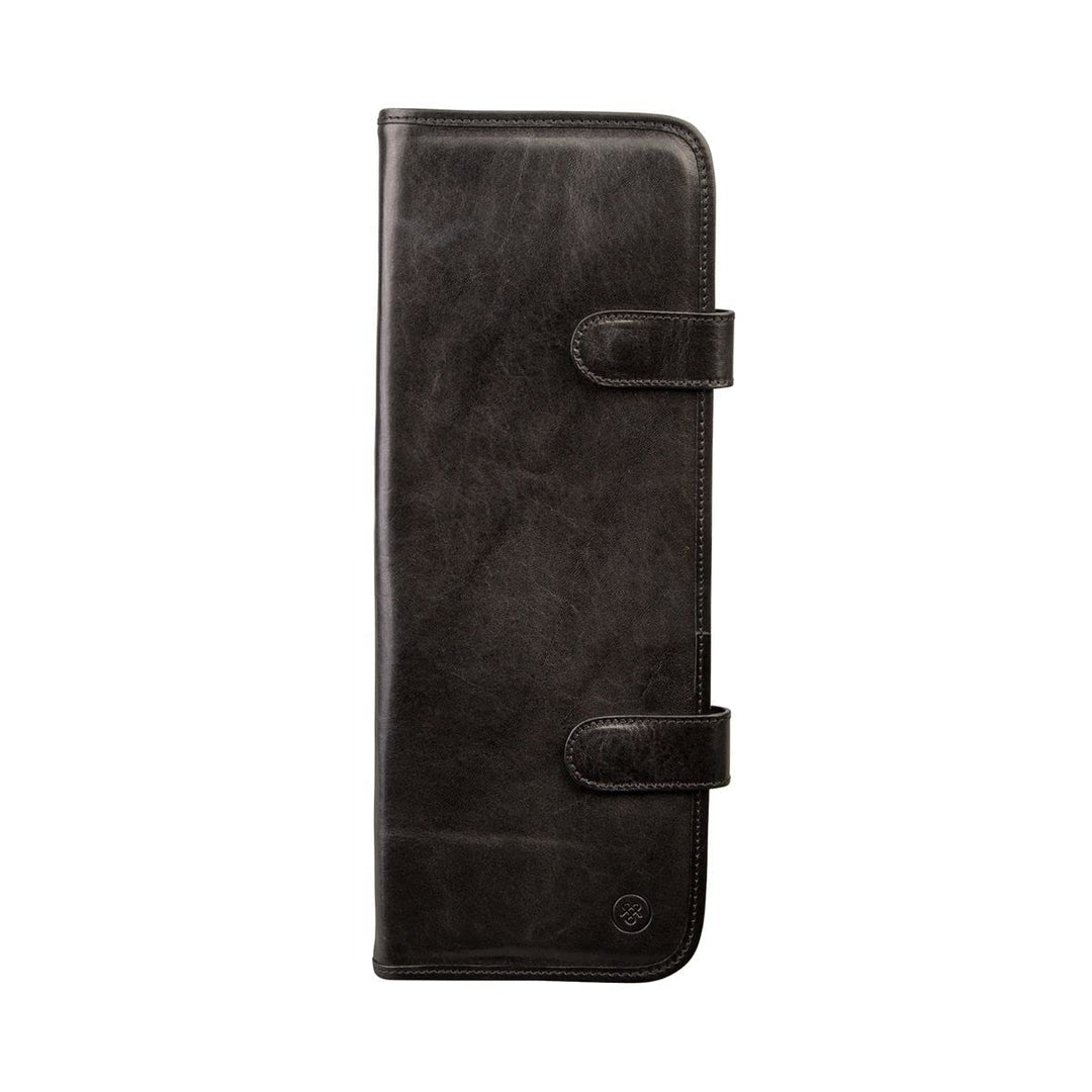 Maxwell Scott Handgefertigtes Herren Leder Krawattenetui Tivoli in Schwarz, Schwarz