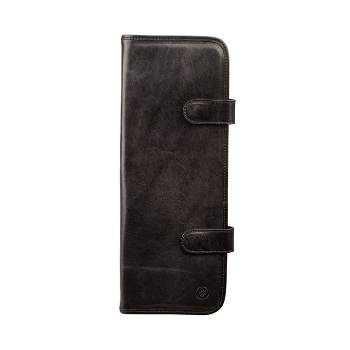 Maxwell Scott Handgefertigtes Herren Leder Krawattenetui Tivoli in Schwarz, Schwarz