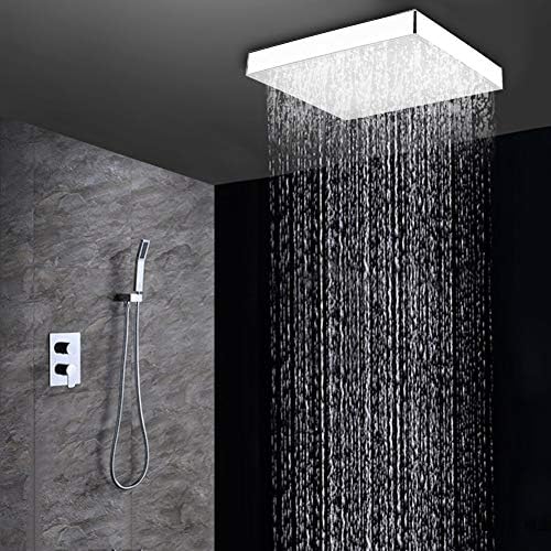 Regendusche Duschkopf 20 x 20 cm / 8 Zoll, 7 LED RGB Brausekopf Regendusche Quadratische Einbaudusch