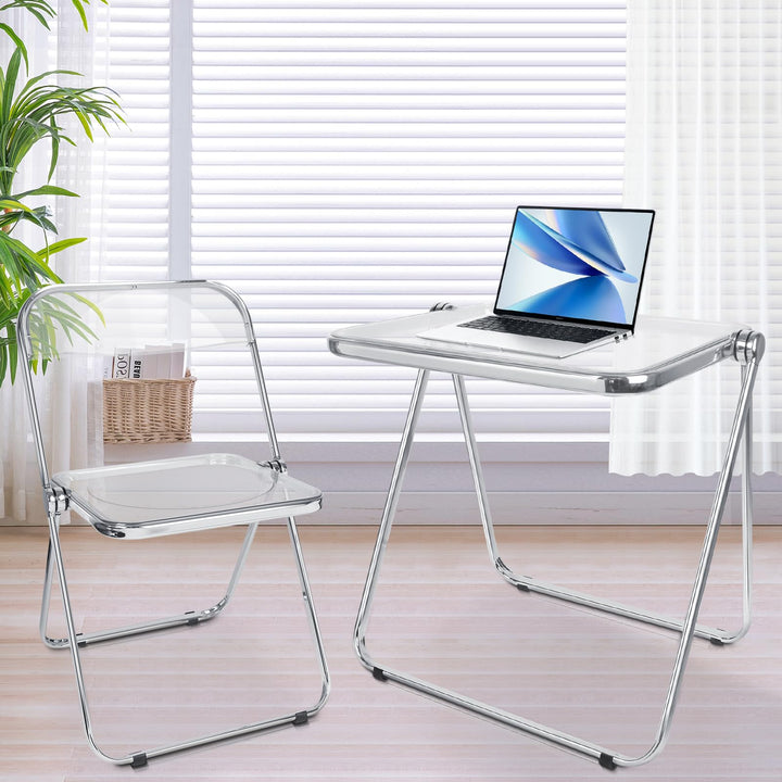 OHMG Klapptisch, aus Acryl, transparent, Picknicktische, ideal für kleine Büros, Beistelltisch oder