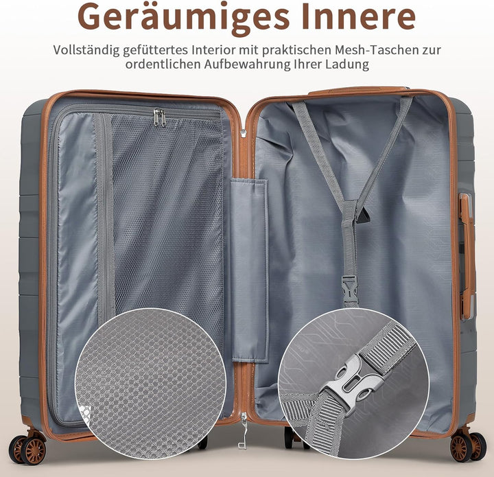 KONO Hartschalenkoffer Gross Leicht Koffer Trolley Reisekoffer mit 4 Rollen und TSA Schloss, 75x52x3