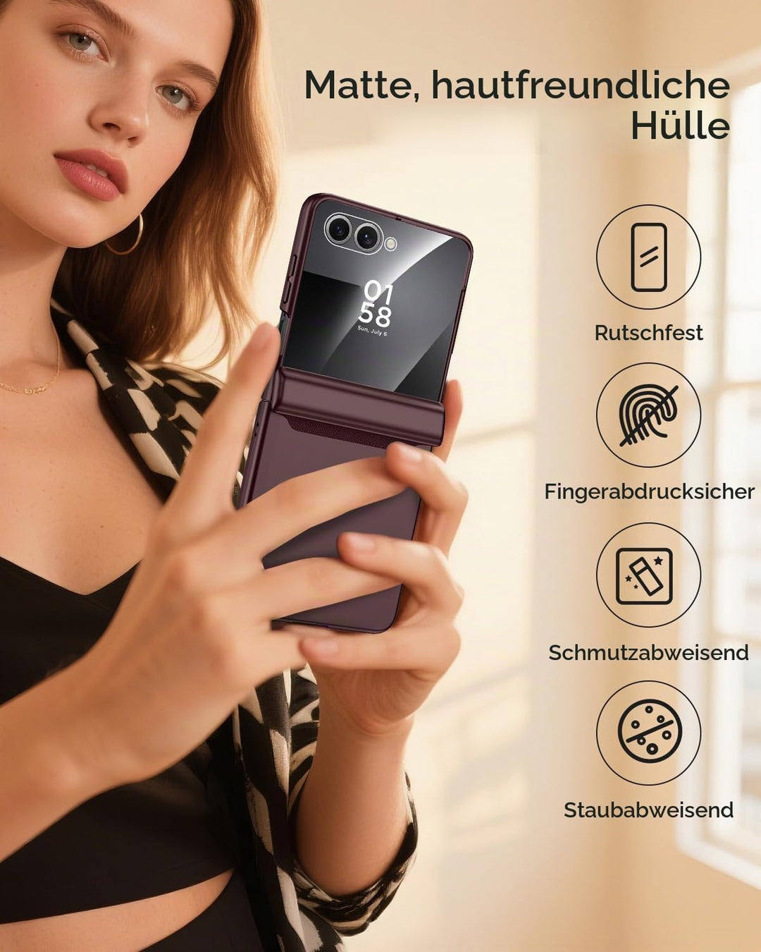 Miimall Kompatibel mit Samsung Galaxy Z Flip 7 Hülle mit Scharnierschutz Magnetischer [Externer Bild