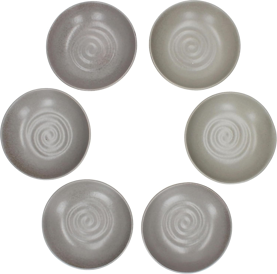 MamboCat CLAY GRAU 6er Set Suppenteller I 420ml, Ø17,8cm I tiefe Teller aus Steingut I grau mit Stru