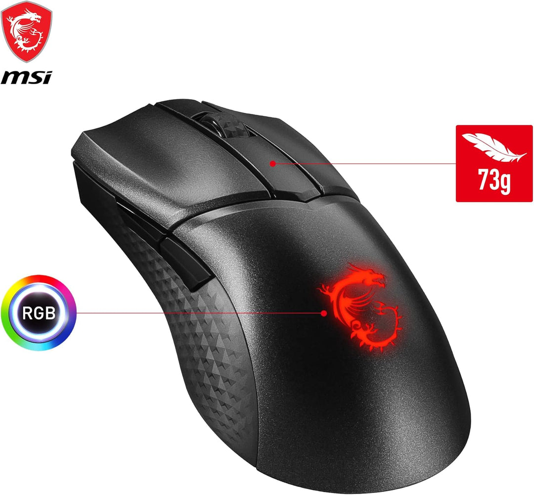 MSI Clutch GM31 Lightweight Wireless Gaming Mouse - 12.000 DPI Optischer Sensor, Rechtshänder, 60M+