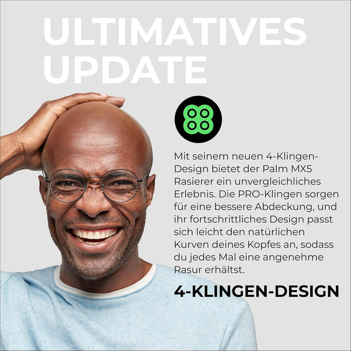 Skull Shaver Palm Pro MX5 Gesichts- & Kopfhaarrasierer - Kabellos, Wiederaufladbar, Nass & Trocken -