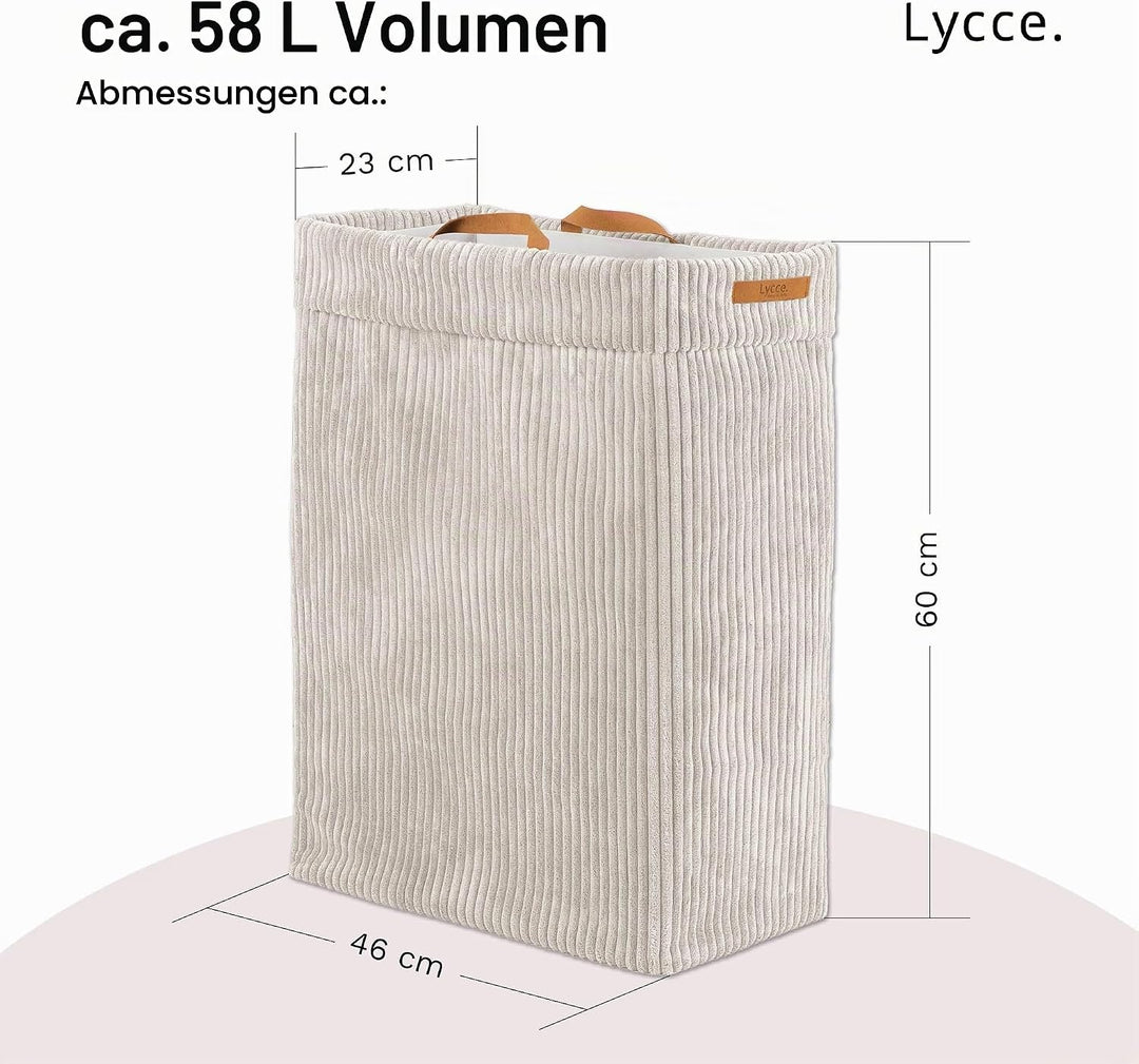 Lycce Wäschekorb Cord – Nischenwäschekorb, waschbar, faltbar (beige) | platzsparend &amp; praktisch, was
