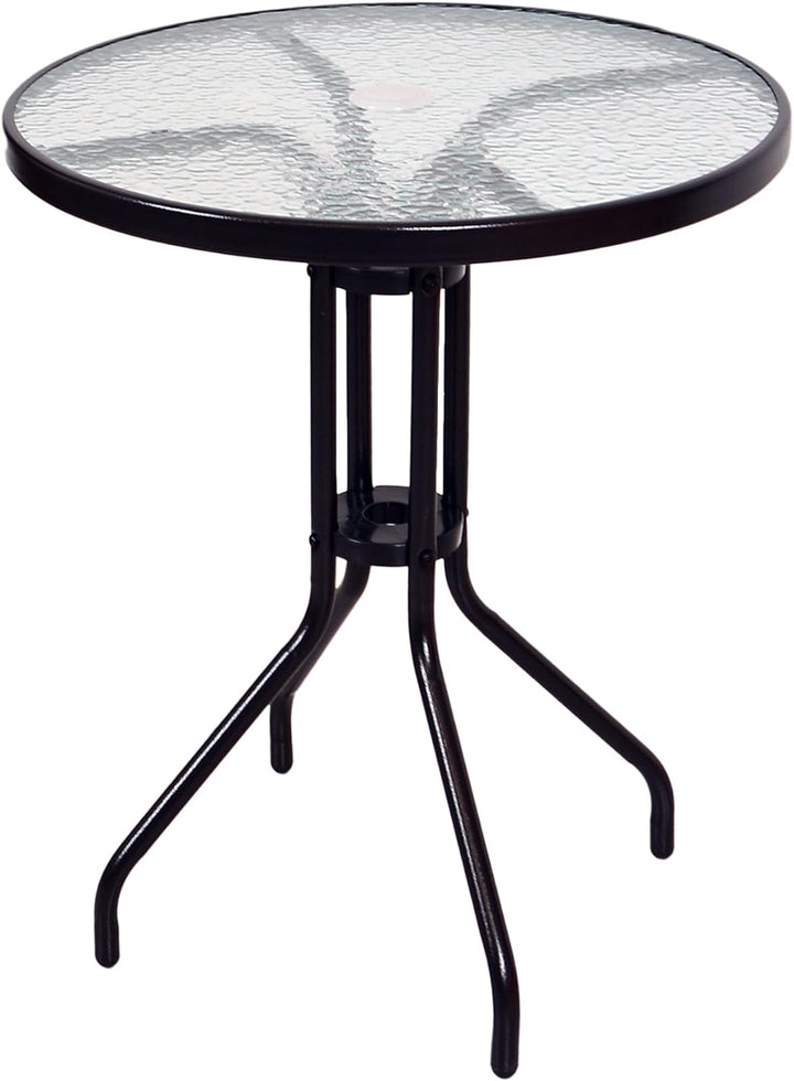 Nexos Trading Bistroset Balkonset Rattanset – Sitzgarnitur aus Glastisch & Bistrostuhl – Stahlgestel