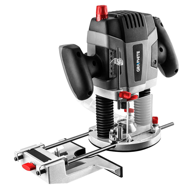 GRAPHITE 1300W Oberfräse, zum Fräsen von Löchern, Nuten, Kanten, stufenlose Geschwindigkeits- und Ti