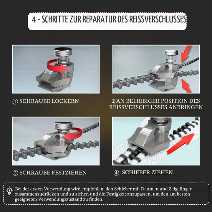 munkees® Reissverschluss Zipper Reparatur Set - Universell anwendbar &amp; kinderleicht - Reisverschluss