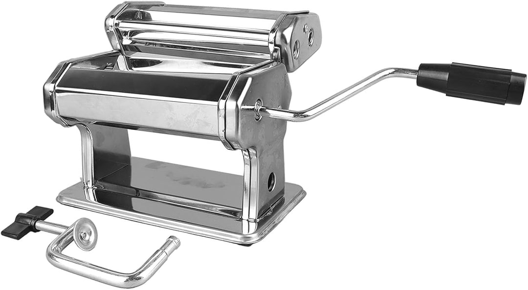 Nudelmaschine, Pizzateig-Roller, Teigroller aus Edelstahl mit Handkurbel, Teigausrollmaschine mit 7