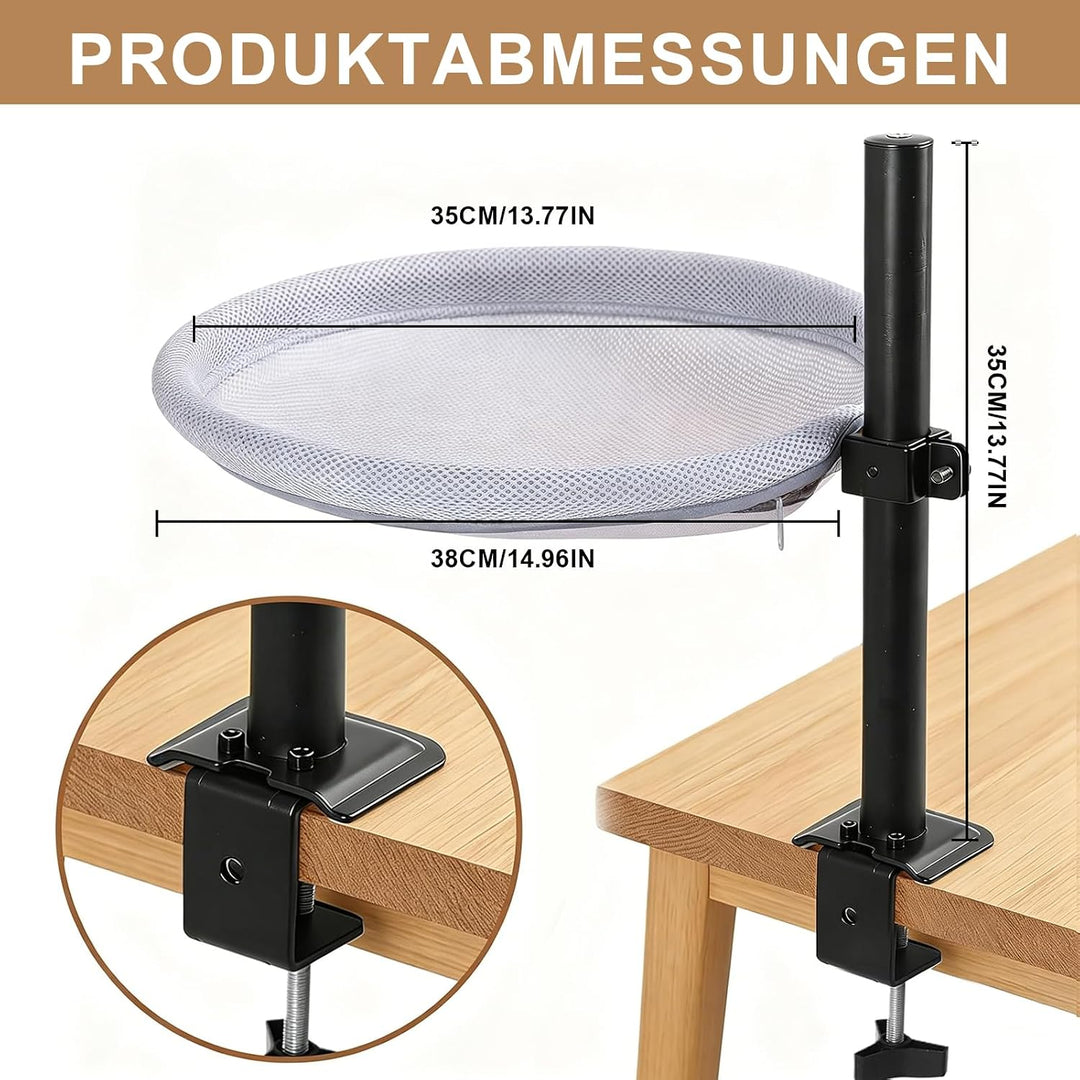 Katzenbett Schreibtisch 360° Drehbar (35 cm) - Höhenverstellbare | Katzenplattform mit 2 Wechsel-Bez