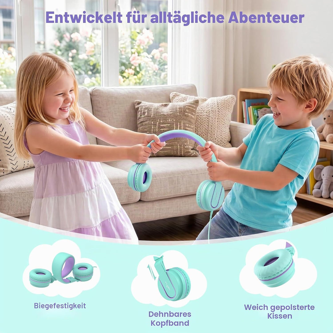 AILIHEN I35 Kinder Kopfhörer mit Mikrofon, Lautstärke begrenzt 93 dB, für Mädchen, Jungen, Teenager,