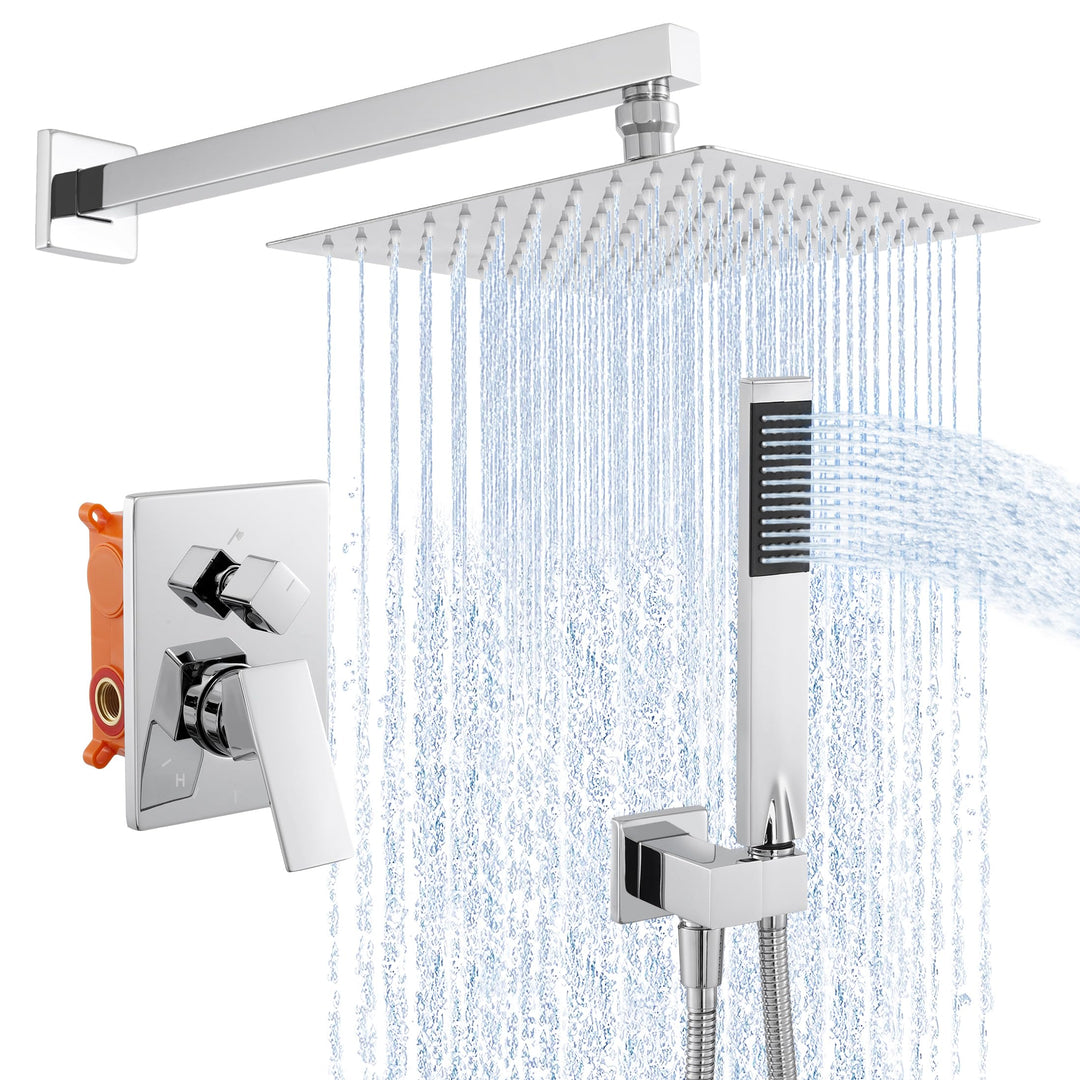 KES Duschsystem Duschkopf Regendusche 3 Funktion mit Handbrause Schlauch Duscharmatur Duschbrause Du