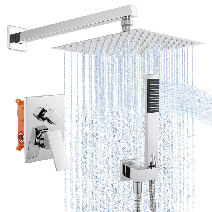 KES Duschsystem Duschkopf Regendusche 3 Funktion mit Handbrause Schlauch Duscharmatur Duschbrause Du