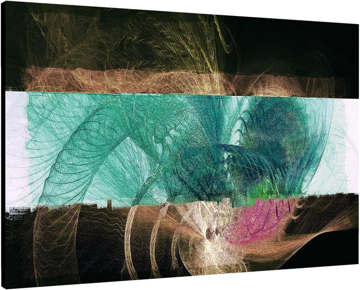 Irrkontraste Kunstdruck Abstrakt469_60x80cm LeinLeinwandbild XXL weiss türkis schwarz braun pink fer