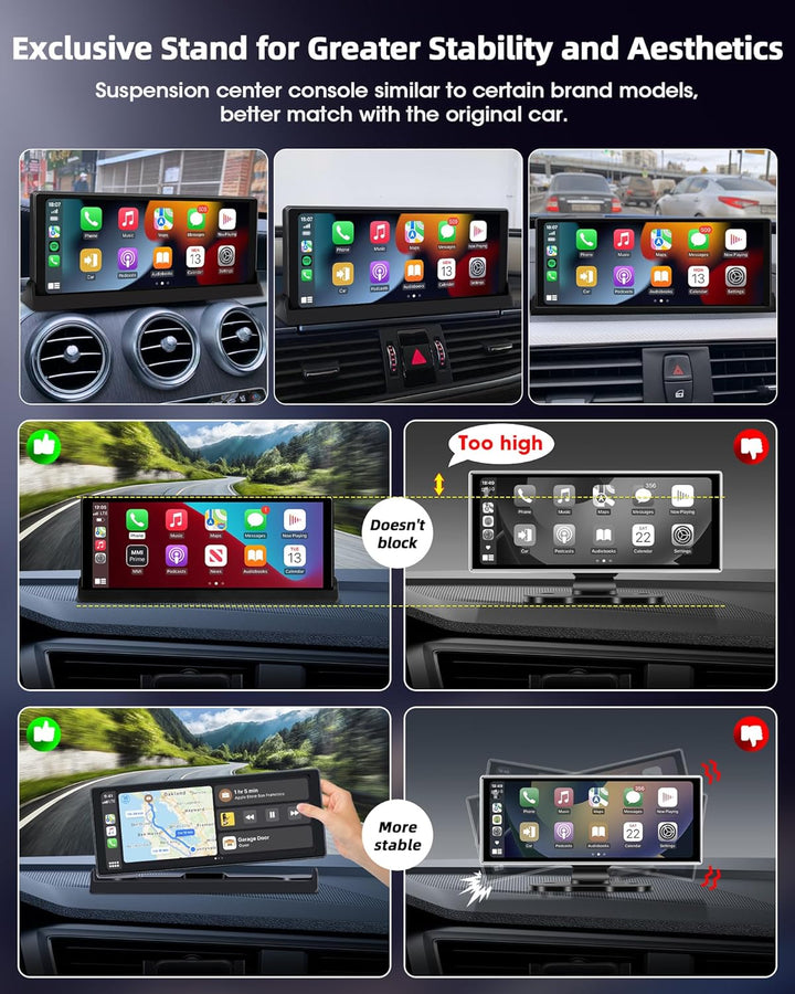 2026 Einzigartig Carplay Display Android Auto Display mit Basishalterung, 10,26 Zoll Auto Bildschirm