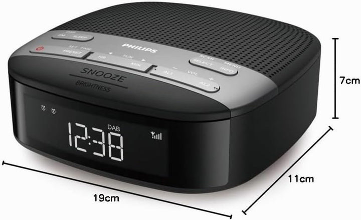 Philips Audio Radiowecker Radio DAB+ (Doppelter Alarm, Sleep Timer, Kompaktes Design, DAB+/UKW Digit