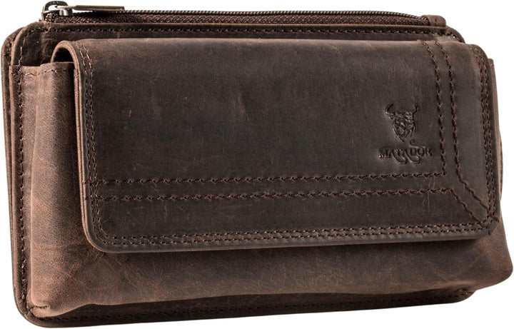 MATADOR Echt Leder Universal Handy-Tasche Holster Gürteltasche Magnetverschluss Quer für Handys bis