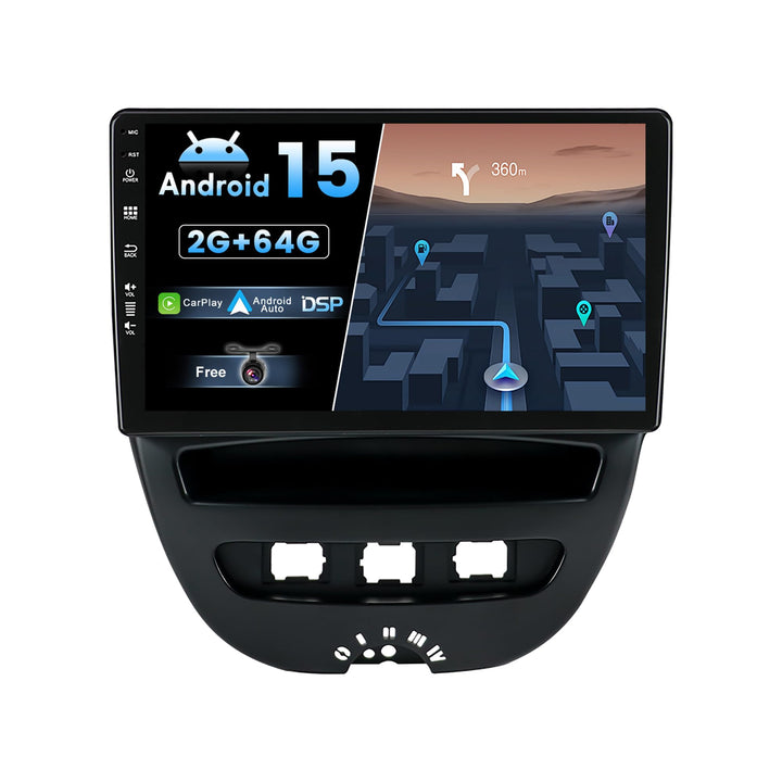 Android 15 IPS Autoradio Passt für Toyota Aygo/Peugeot 107/Citroen C1 (2005-2014) - Eingebautes CarP