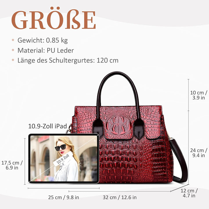 DIRRONA Elegant Damen Umhängetasche Retro Handtasche Casual Reise Schultertasche Gross Kapazität Umh