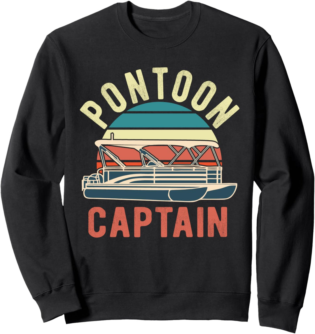 Best Pontoon Captain Vintage Funny Boat Capitan Gift Lake Sweatshirt