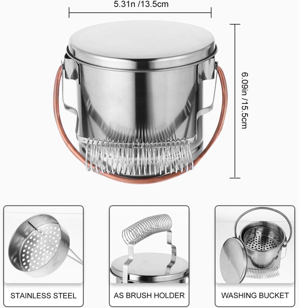 EXCEART Malerei Eimer Öl Malerei Pinsel Waschen Edelstahleimer mit Deckel Malwerkzeug Künstler Ölmal
