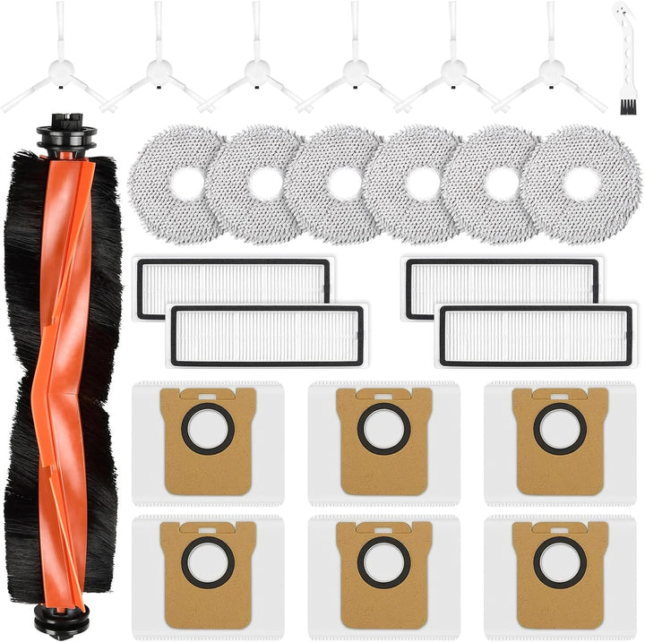 NIXOOT 24 Stück Zubehörset für Xiaomi X20+ / X10+ Saugroboter, Ersatzteile 1 Hauptbürste 6 Wischpad