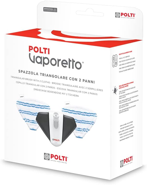 Polti Vaporetto PAEU0400 Dreieckige Dampfdüse mit 2 Mikrofasertüchern, ideal für die Reinigung flach