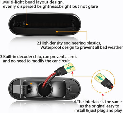 TECTICO Seitenblinker Seitenmarkierungsleuchter Lichtblinker Blinker Kompatibel mit ABARTH Punto Ide