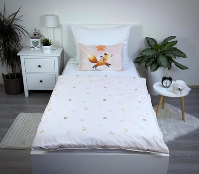 Theonoi Kinderbettwäsche Kleinkinder Baby Bettwäsche Babybett komplett Set Bettbezug 100x135 & Kisse