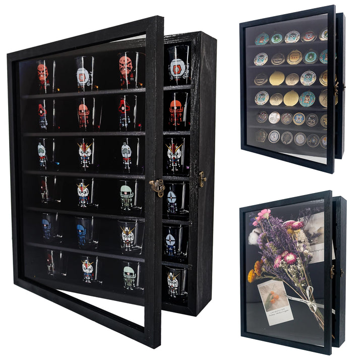 3D Bilderrahmen 30x40 Grosse Schattenbox Vitrine Rahmen mit Glasfenstertür Erinnerungsstücke Medaill