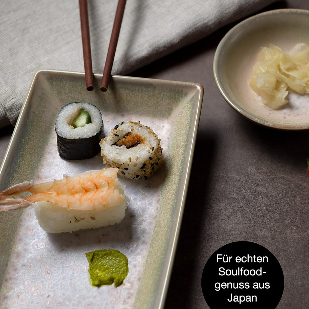Moritz & Moritz 4-tlg. Sushi Geschirr Set für 2 Personen - Sushi Servierset mit 2x Sushi-Teller und