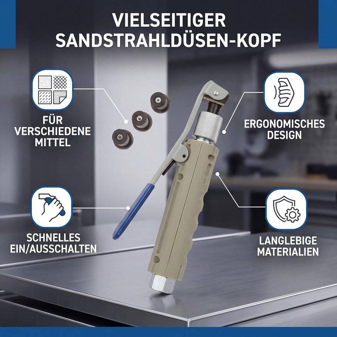 Sandstrahldüsefür Mehrere Medien Sandstrahler Düsenkopf mit 3 Keramikspitzen Entfernen Schleifflecke