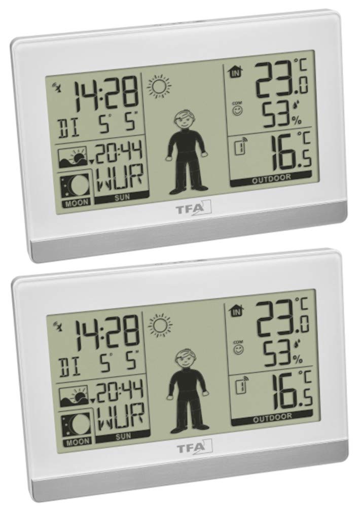 Funk-Wetterstation mit 2 Display Weather Boy Mega TFA 35.1159.99 (Weiss 35.1159.02.99), Weiss 35.115