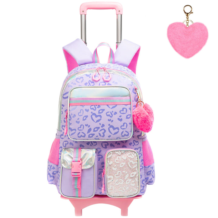 HTgroce Schulranzen Mit Rollen Kinder Trolley Rucksack Mädchen Rolling Reisegepäck Kinderkoffer Schu