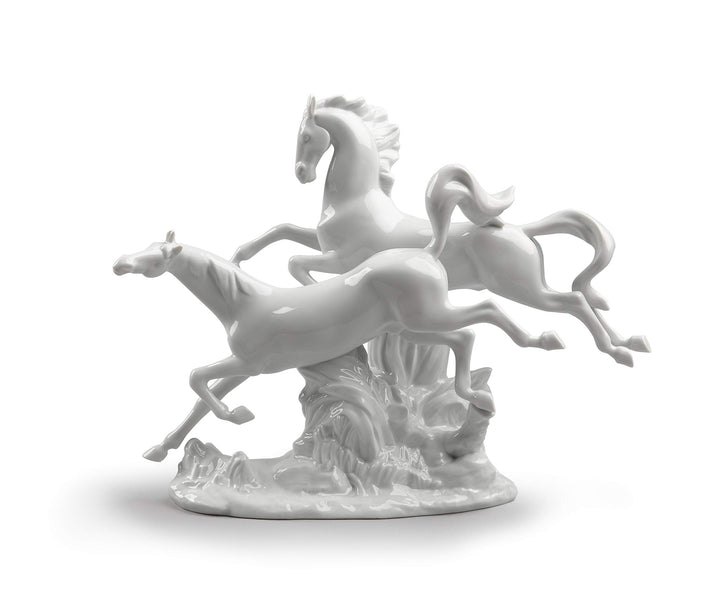 LLADRÓ Figur Pferde Im Galopp. Weiss. Pferde. Porzellan.