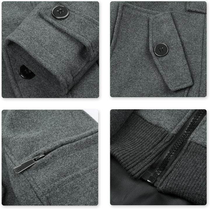 YOUTHUP Mantel Herren Wollmantel mit Kapuze Regular Fit Wolle Wintermantel Mittelange Winter Herrenm