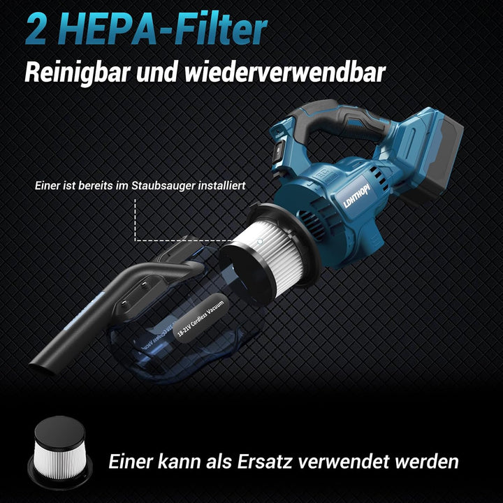 LDHTHOPI Akku Staubsauger für Makita 18V,20000 Pa Starke Saugleistung,Leichter Staubsauger mit HEPA-