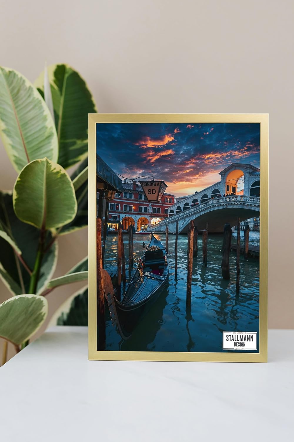 Stallmann Design Bilderrahmen 40x100 cm gold Holz mit Acrylglas Rahmen-Breite 20mm Posterrahmen Wech