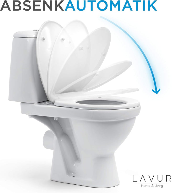 LAVUR Home & Living Toilettendeckel | Praktische Absenkautomatik für sanftes Schliessen | Haltbarer