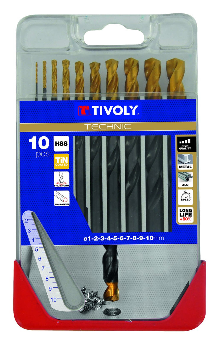 Bohrerschleifgerät A23 – Pack von 8 Bits für Metall DIN 338 HSS + TiN, Durchmesser 2, 3, 4, 5, 6, 7,