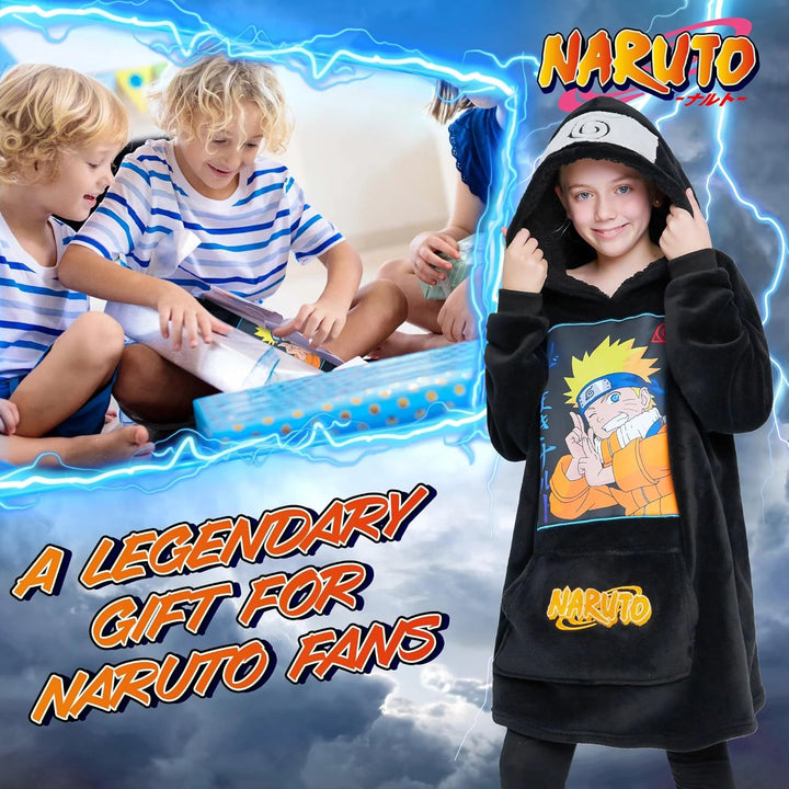 Naruto Übergrosse Decke Hoodie Kinder Anime Kapuzenpullover Jungen und Mädchen Teenager